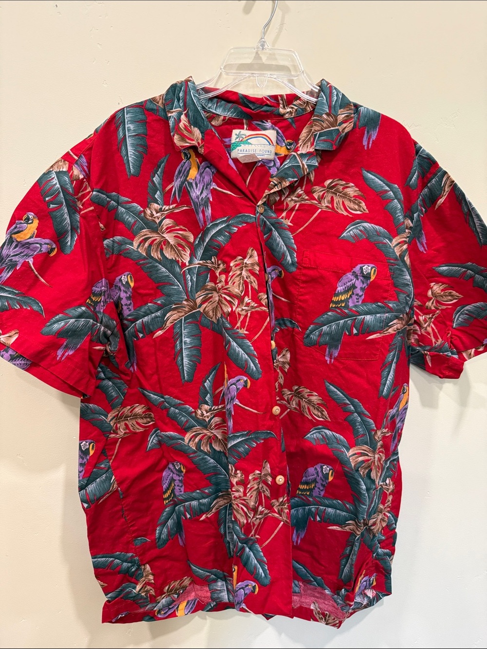 Paradise Found Red Parrot Hawaiin Shirt